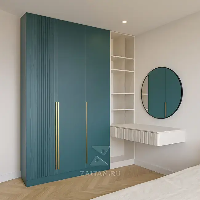 Шкаф премиум зелёный с полками