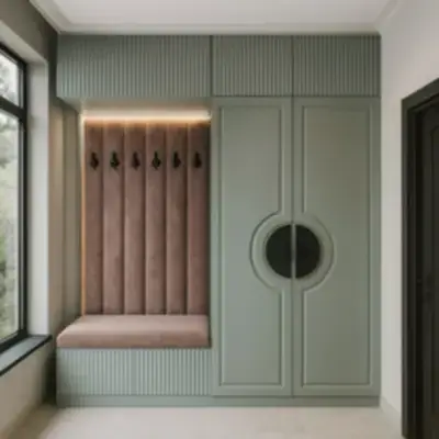 Прихожая с банкеткой и шкафом