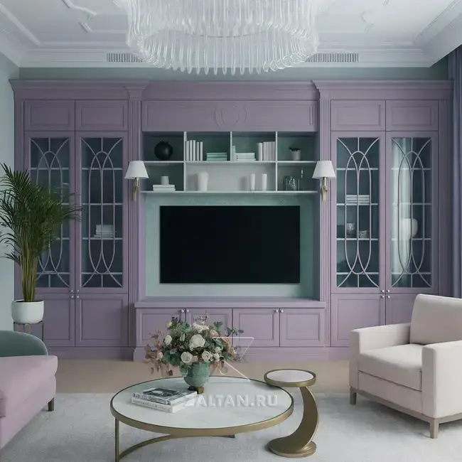 Стенка с витринами и ТВ