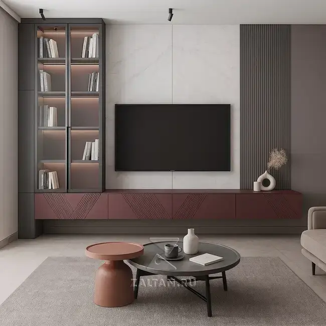 Стильная гостиная стенка с витриной