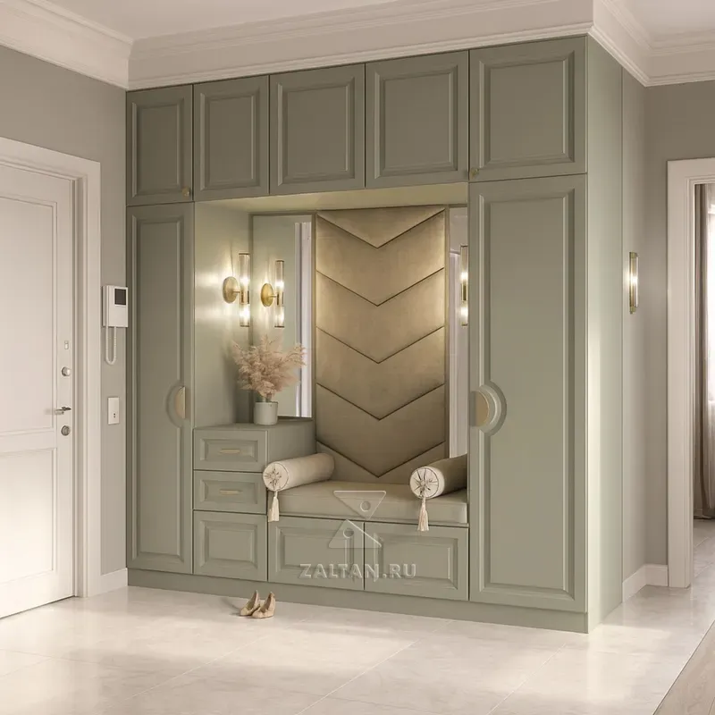 Прихожая банкетка зеленая неоклассика