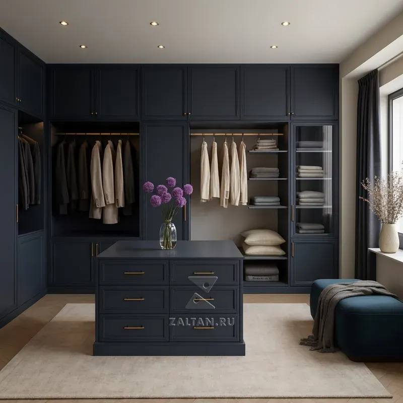 Встроенная гардеробная с островом