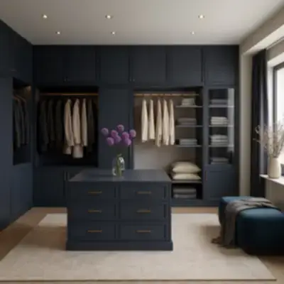 Встроенная гардеробная с островом