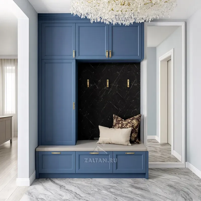 Прихожая синяя скамья шкаф