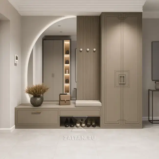 Прихожая бежевая с нишей для обуви