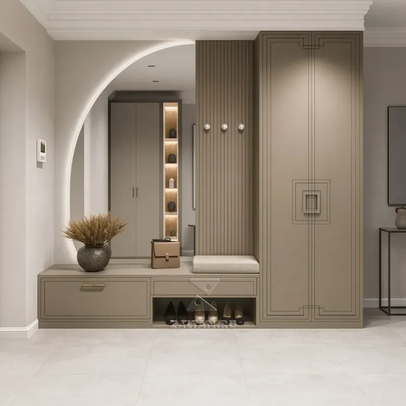 Прихожая бежевая с нишей для обуви